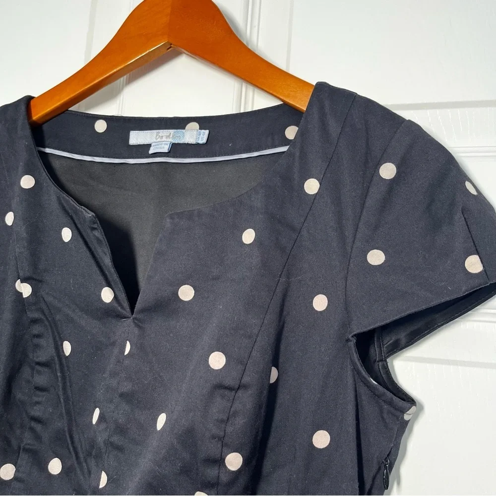 BODEN Black Polka Dot Dress Sheath Size 4 - Picture 3 of 9